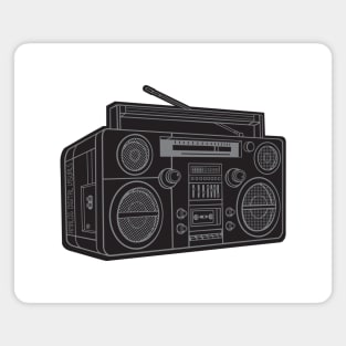 Boombox (Gray Lines + Black Drop Shadow) Analog / Music Magnet